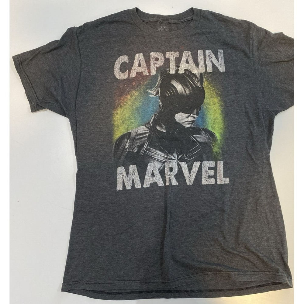 Marvel Captain Marvel T-Shirt Men Large Gray Good Graphic Tee MCU